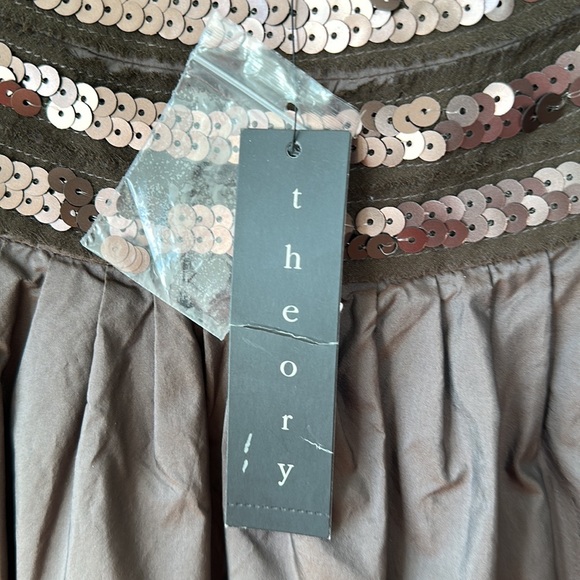NEW Theory Chocolate Brown Sleeveless Dressy Top Size P NWT Silk Blend Blouse - Picture 10 of 10